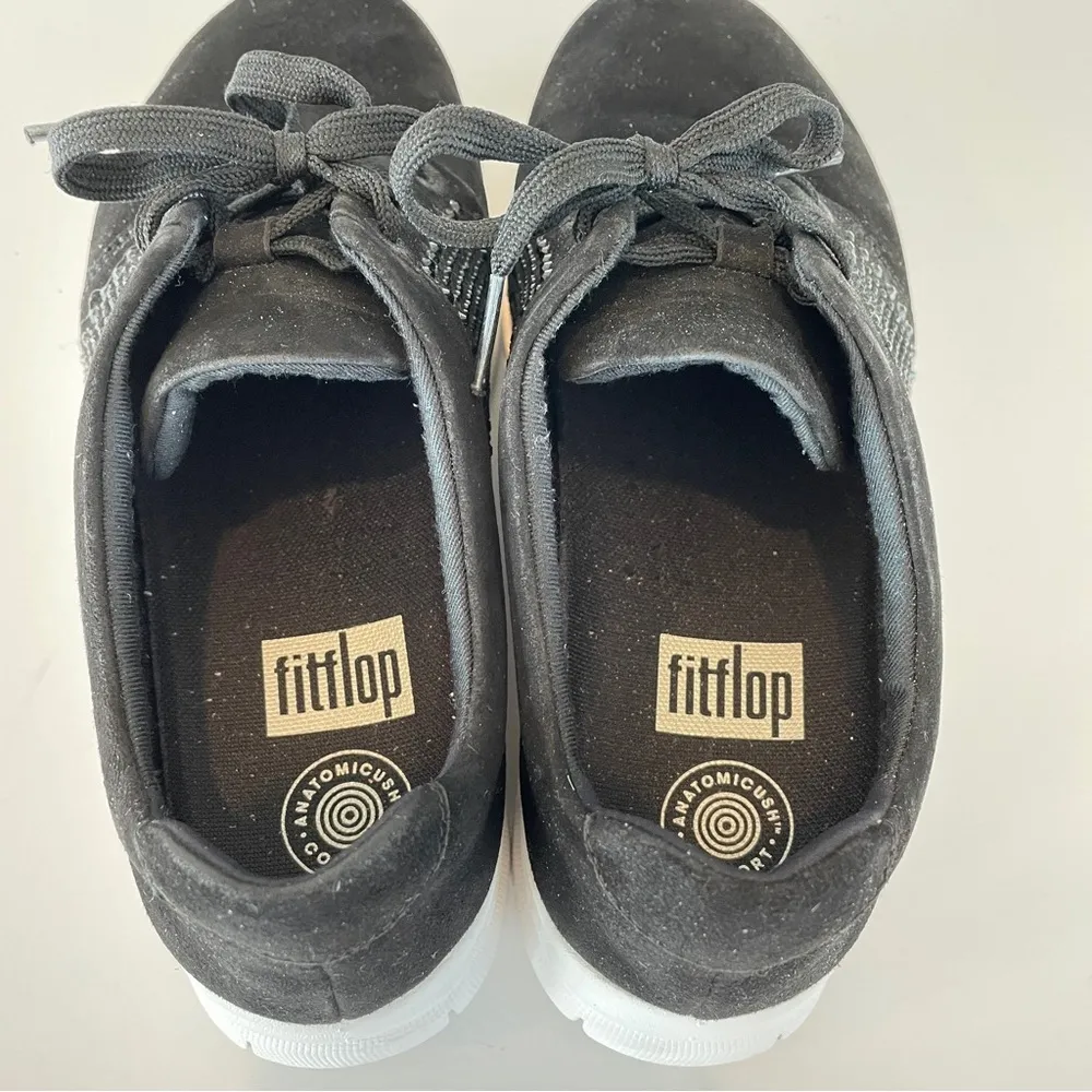 FitFlop Womens Sporty Pop X Fashion Sneaker Size 7.5 Black Suede - Image 5