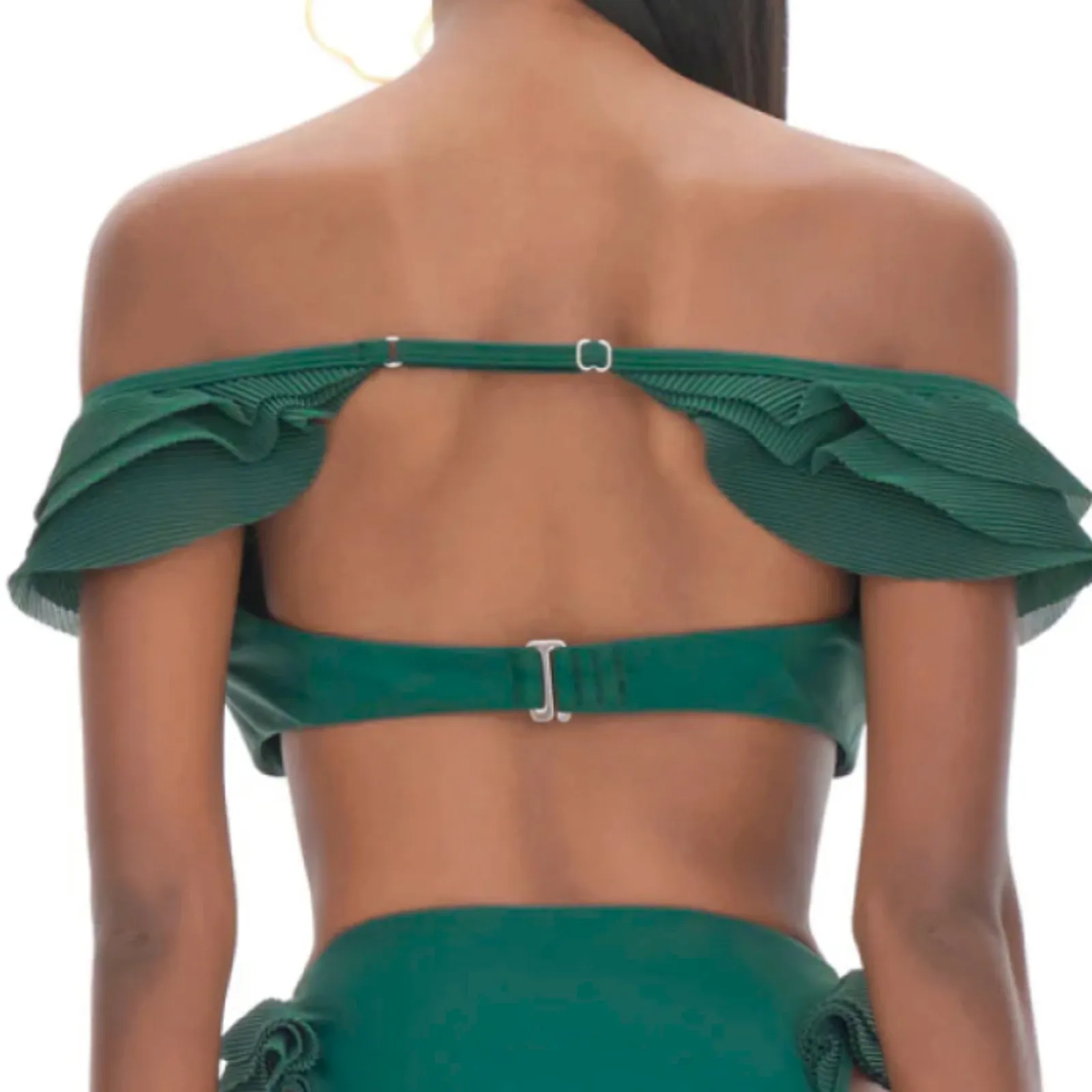 Andrea Iyamah Salama Convertible Bikini Top Size Large Green Ruffle Resort Swim - Image 15