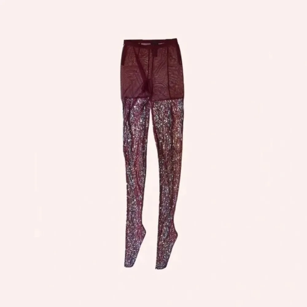 ANNA SUI Snakeskin Sequin Tights In Ruby Multi Sz S NWT $310 - Image 9