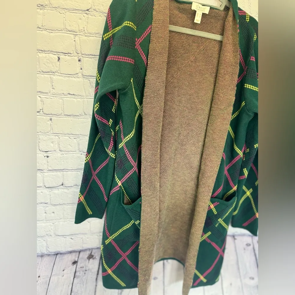 Denim & Co. Jacquard Sweater Coat with Pockets size Medium Green - Image 7