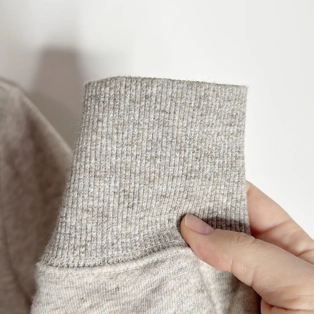 Uniqlo Hoodie Beige Gray Heathered Full Zip Faux Fur Lined Sweatshirt Size M - Image 9