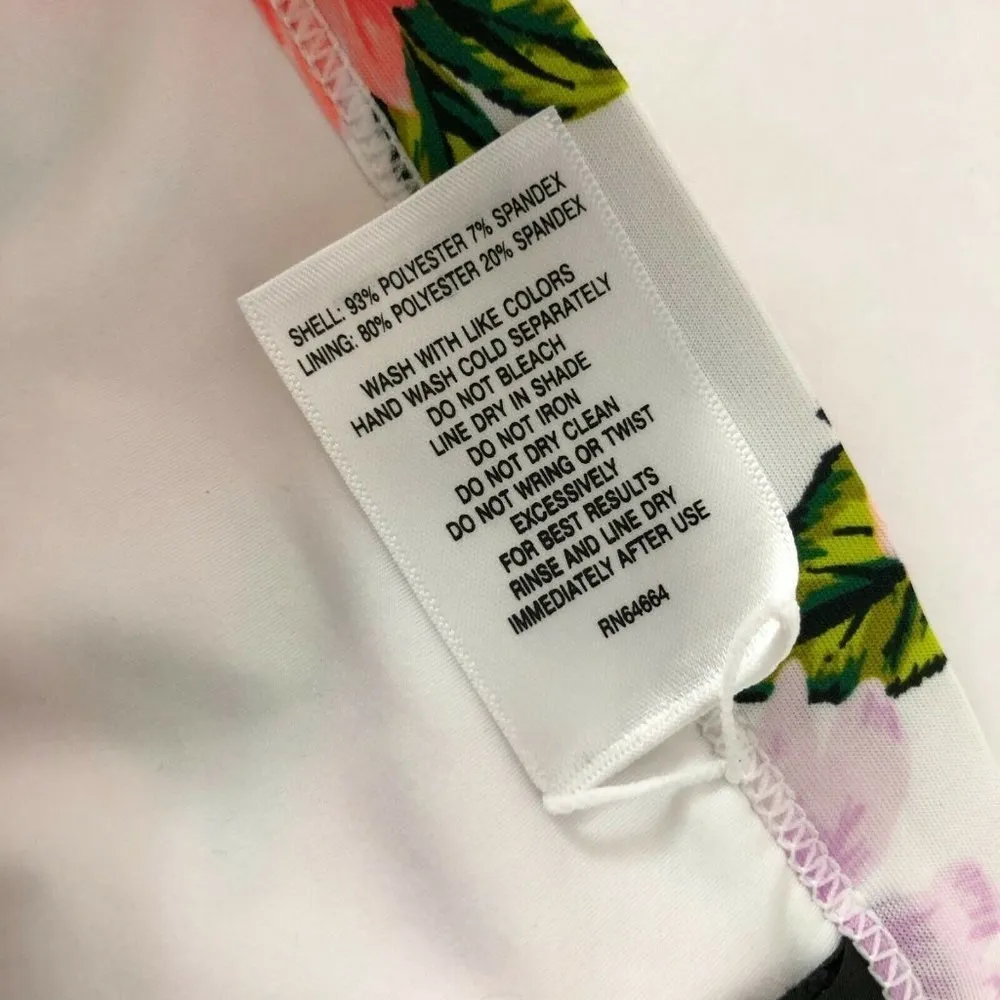 Sunn Lab Swim Bikini Bottom Floral High Waist Pink White Size M Size M - Image 3