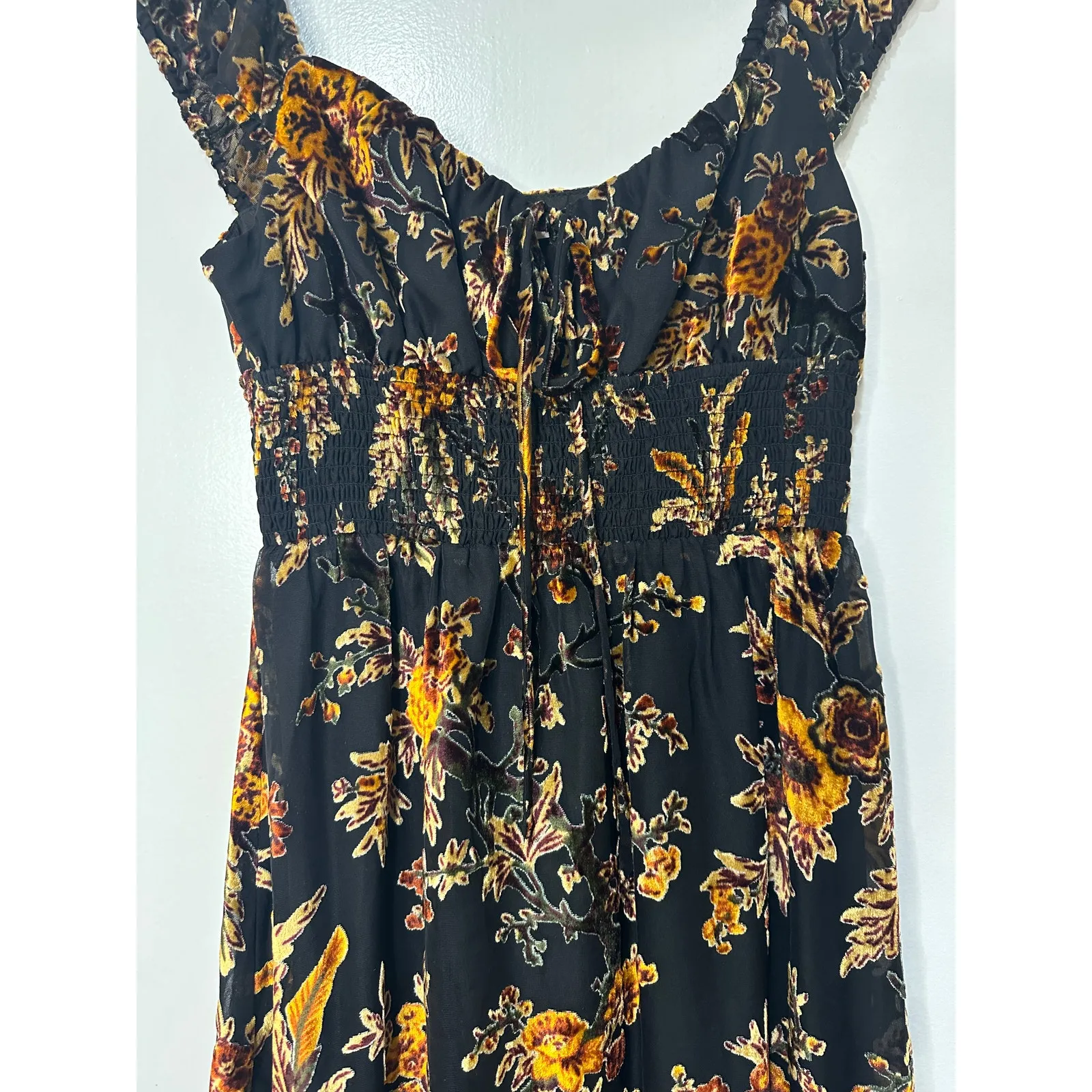 Hutch Floral Burnout Velvet Midi Dress Sz Small NWOT Anthropologie Smocked Waist - Image 6