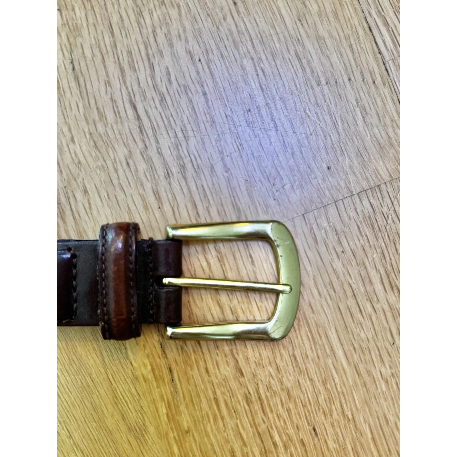 Genuine Leather Bonded Lacing Woven Braided Brown Belt Brass Buckle Size 40 - Image 6