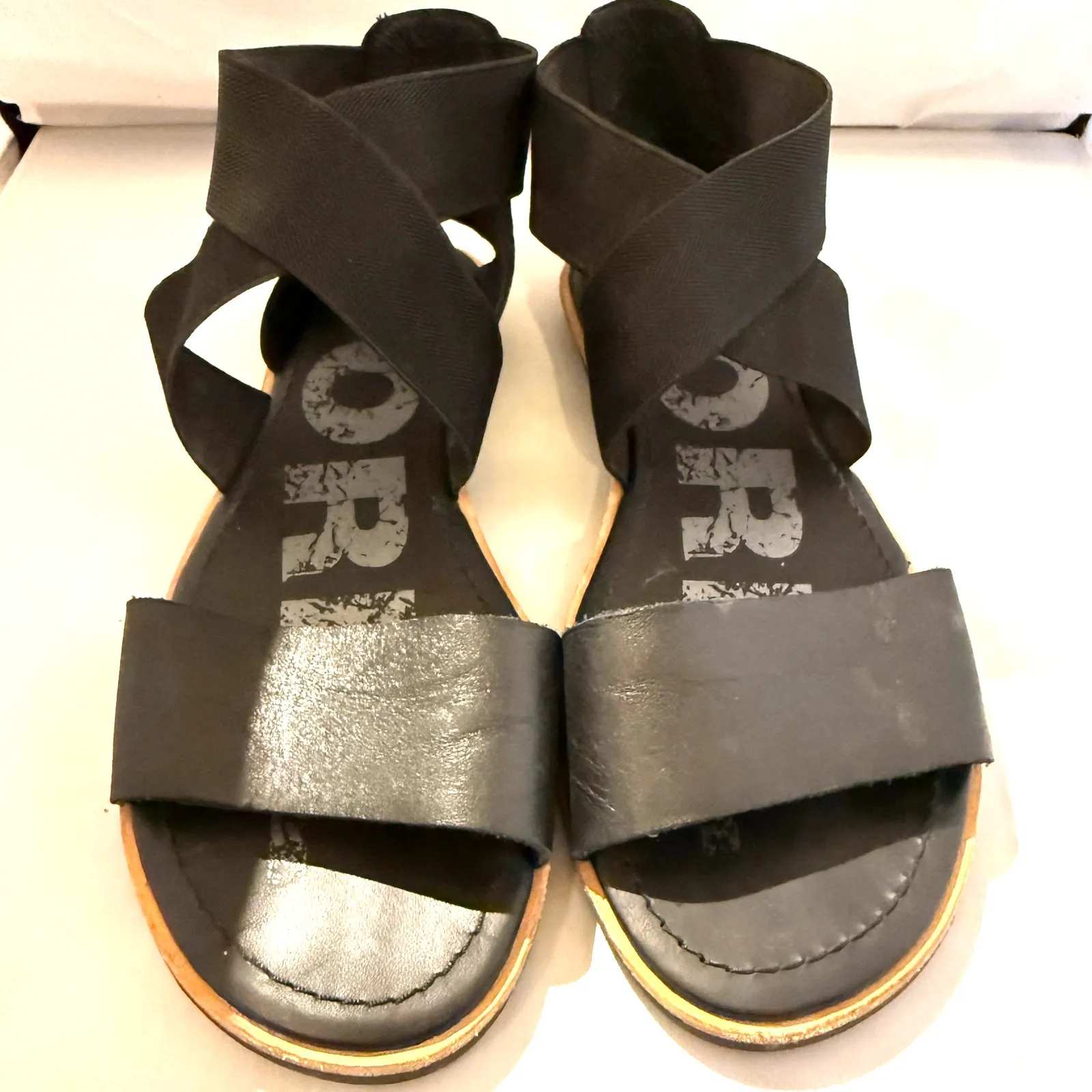 Sorel Black Ella Leather Cross Ankle Strap Sandals Size 6.5 - Image 5