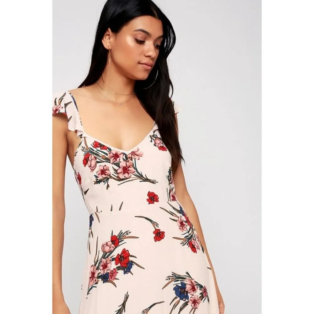 Lulus Take a Bow-quet Blush Floral‎ Print Midi Dress Size XL - Image 2