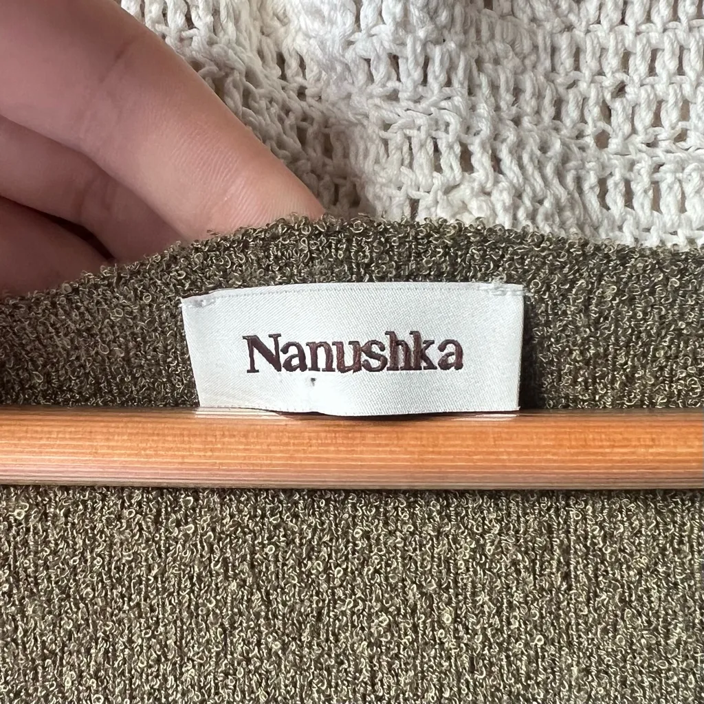 Nanushka Womens Medium Ambru Square Neck Top Olive Green Long Sleeve Jumper NWOT - Image 5