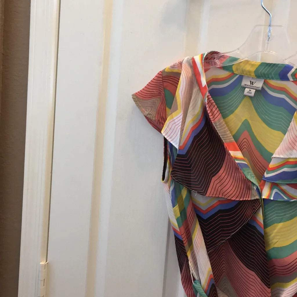 FINAL MARKDOWN Sheer colorful Worthington blouse medium - Image 2