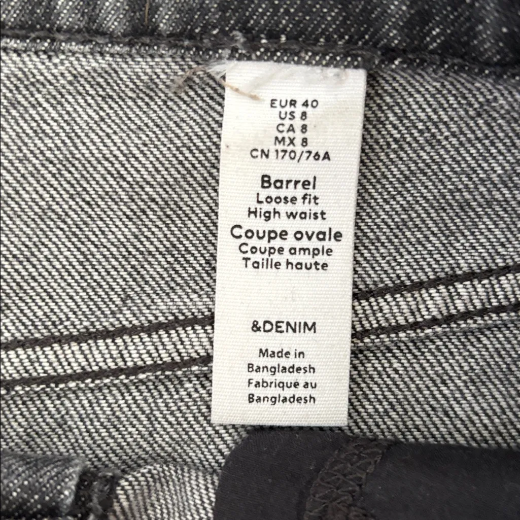 &Denim H&M Barrel Loose Fit High Waist Size 8 Black Balloon Oversized Casual 90s - Image 12