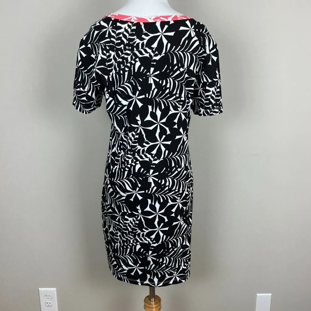 Tommy Bahama Dress Womens‎ Small Black White Palm Print Shift Short Sleeve Mini - Image 6