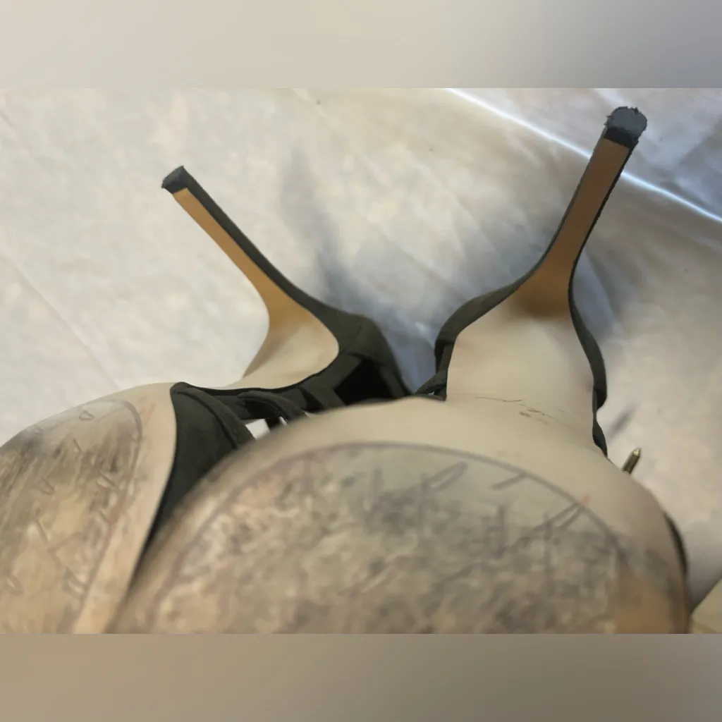 Daya‎ by Zendaya lace up pump heels 8.5 green faux suede - Image 12