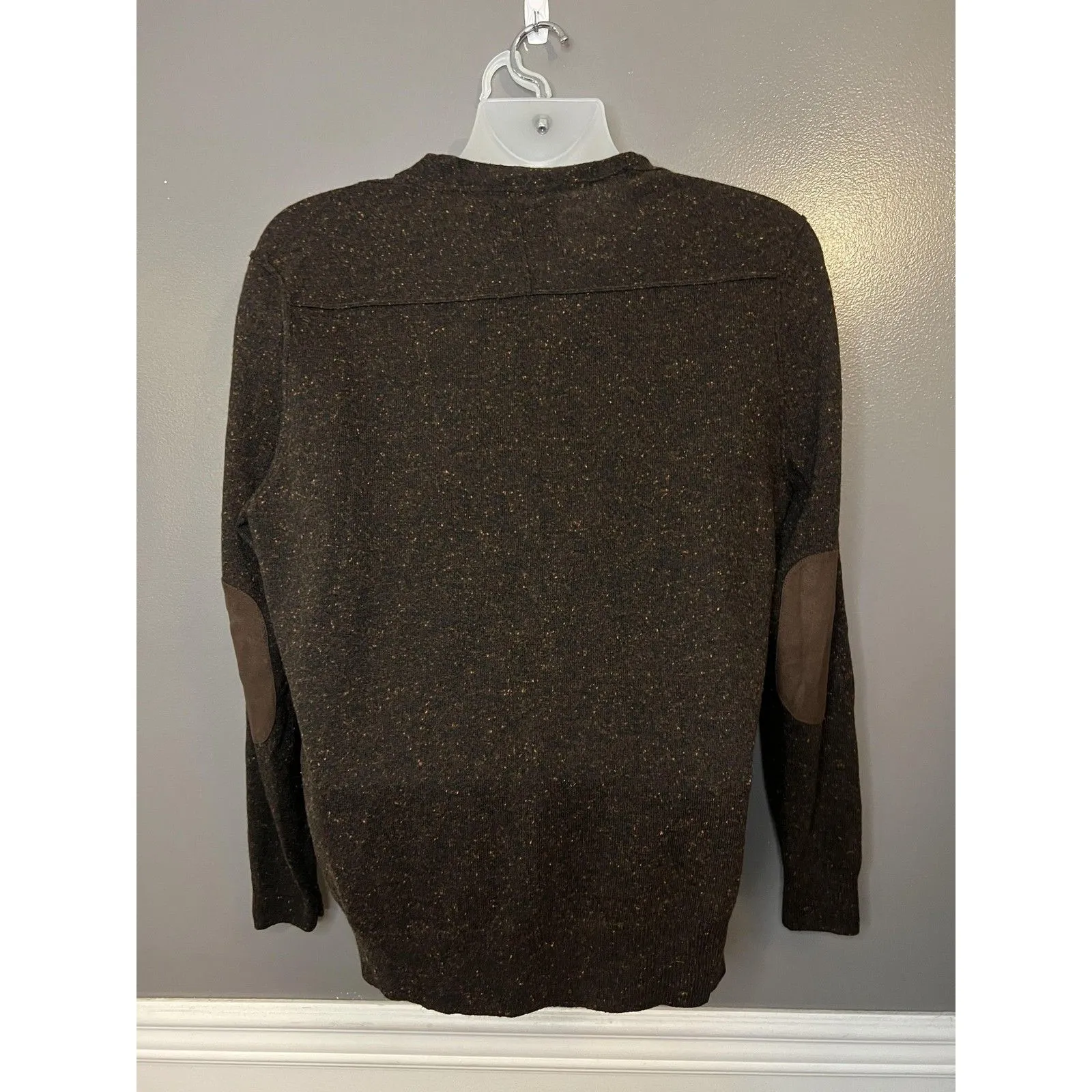 Black Brown 1826 Cardigan Sweater Mens Large Brown Wool Blend Elbow Patches - Image 5