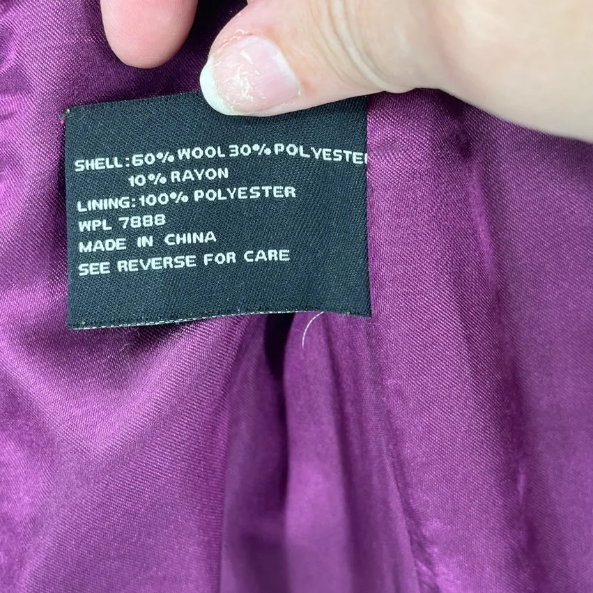 Y2K Miss Sixty Wool Military Hooded Pea Coat Sz S Double Breasted Goth Academia - Image 12