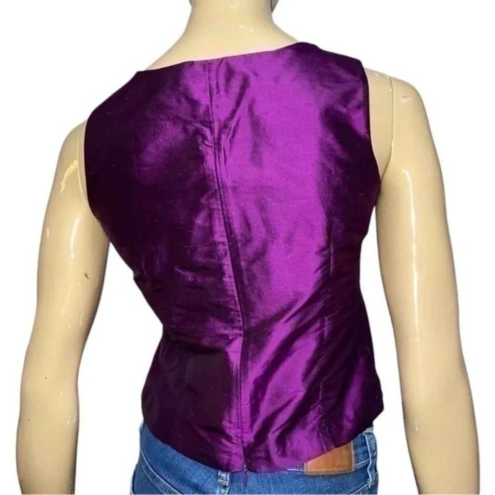 Calypso Women’s Size XS Purple Silk Taffeta Twin Set Tank & Button Jacket - Image 8