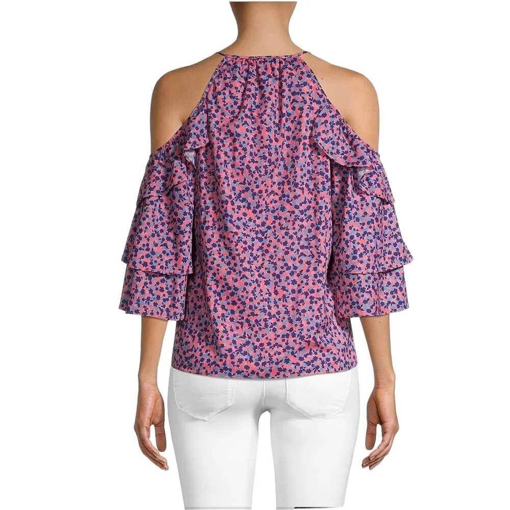 NWT! Parker Dahlias Floral Ruffle Halter Neck Blouse - Size Medium - Image 2