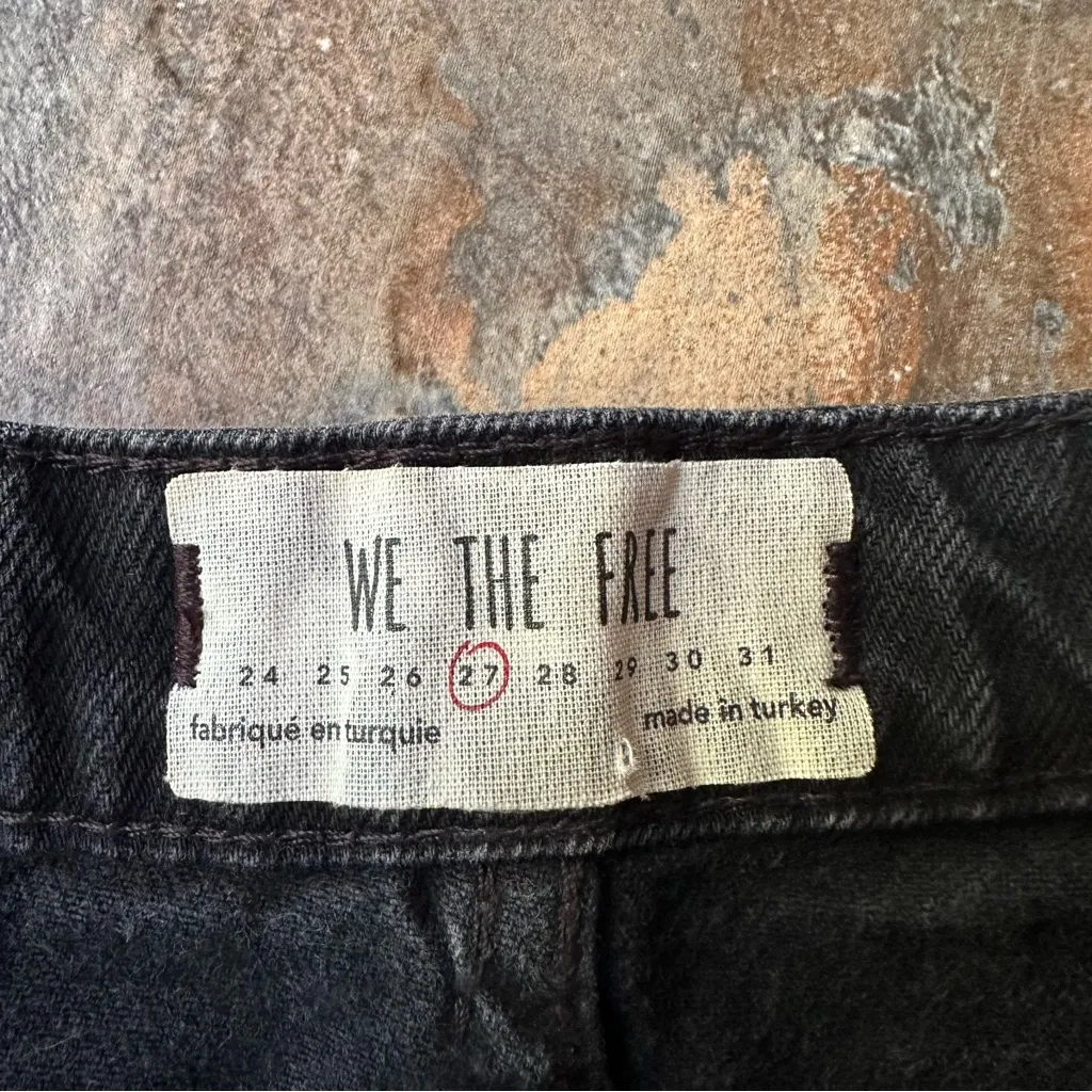 We The Free Black Button Fly Mini Skirt Jean Skirt Size 27 Distressed - Image 7