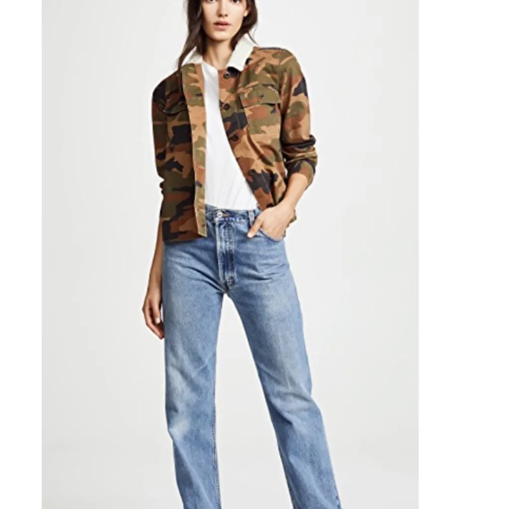 NWT  Madewell Northward Camo Army Shirt Jacket Shearling Collar Cotton - Image 10