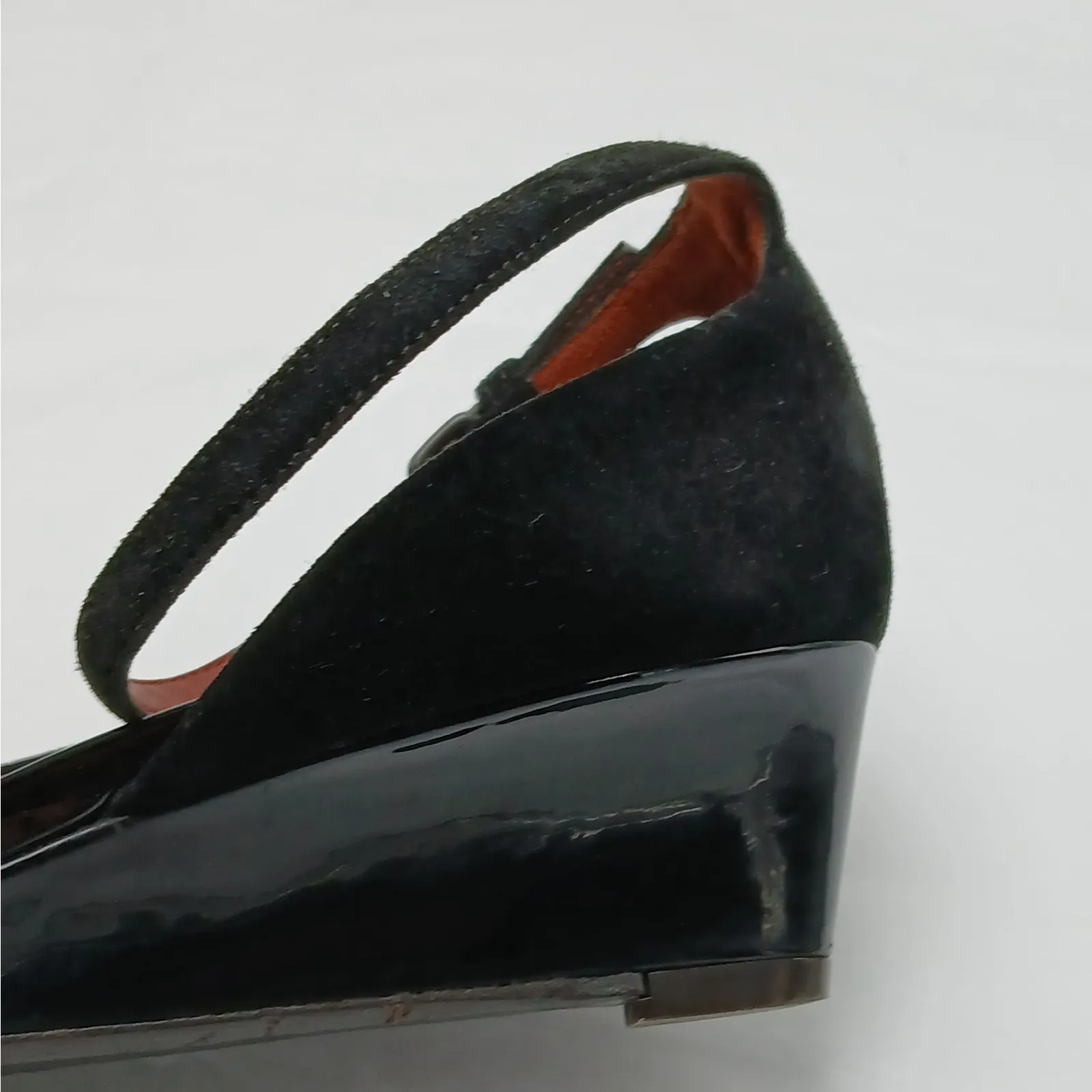 Bottega Veneta Italian Suede Shoes Womens 37.5 (US 7.5) Black Wedge Heel Casual - Image 8