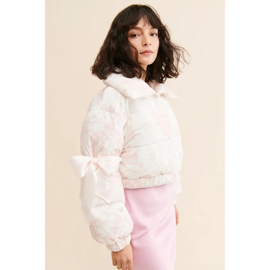 Selkie The Castle Marshmallow Puffer Crop Coat Jacket Cream Pink Size Small - Image 2