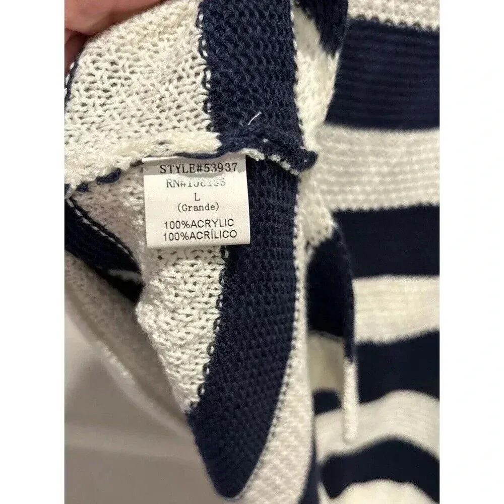 Staccato‎ Womens Large Knit Vest Top Sleeveless Blue White Stripe Nautical - Image 7