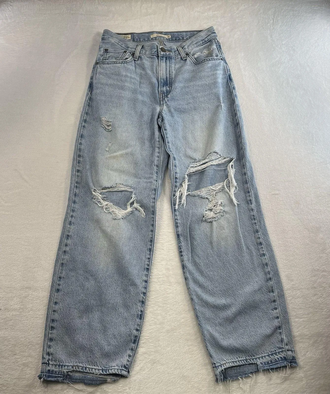 Levi's Sz 25 Premium Baggy Dad Jeans Slouchy Women’s Distressed Holes Grunge - Image 2