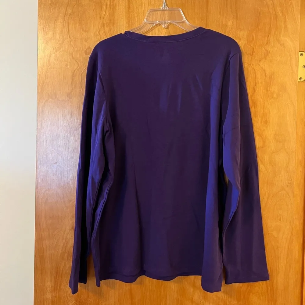 Lane Bryant Venezia Women's Long Sleeve Shirt Purple Modern Tee V-Neck NWT 18/20 - Image 4