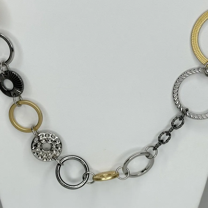 Lia Sophia Chunky Silver Gold Tone Long Chain Link Necklace Statement ✨ - Image 5