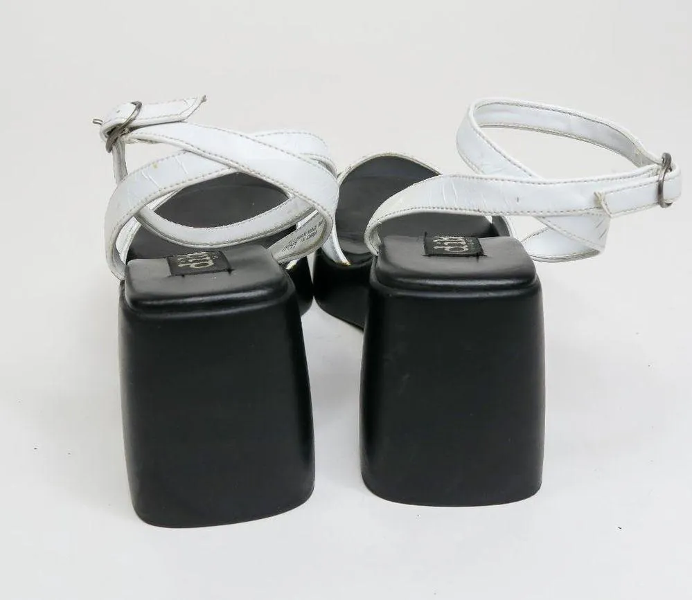 Vintage Y2K Diba Black & White Chunky Platform Wedge Ankle Sandals Size 7 - Image 7