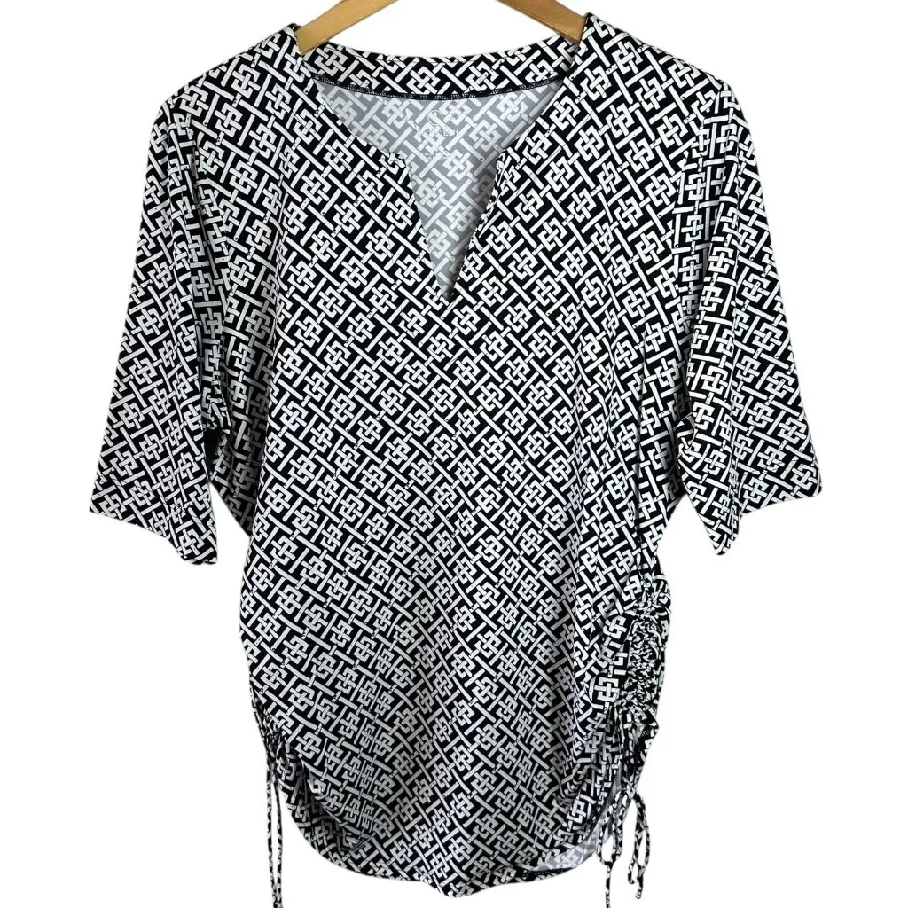 Lands’ End Black & White Geometric Print Swim Cover-Up Top Size XL - Image 3