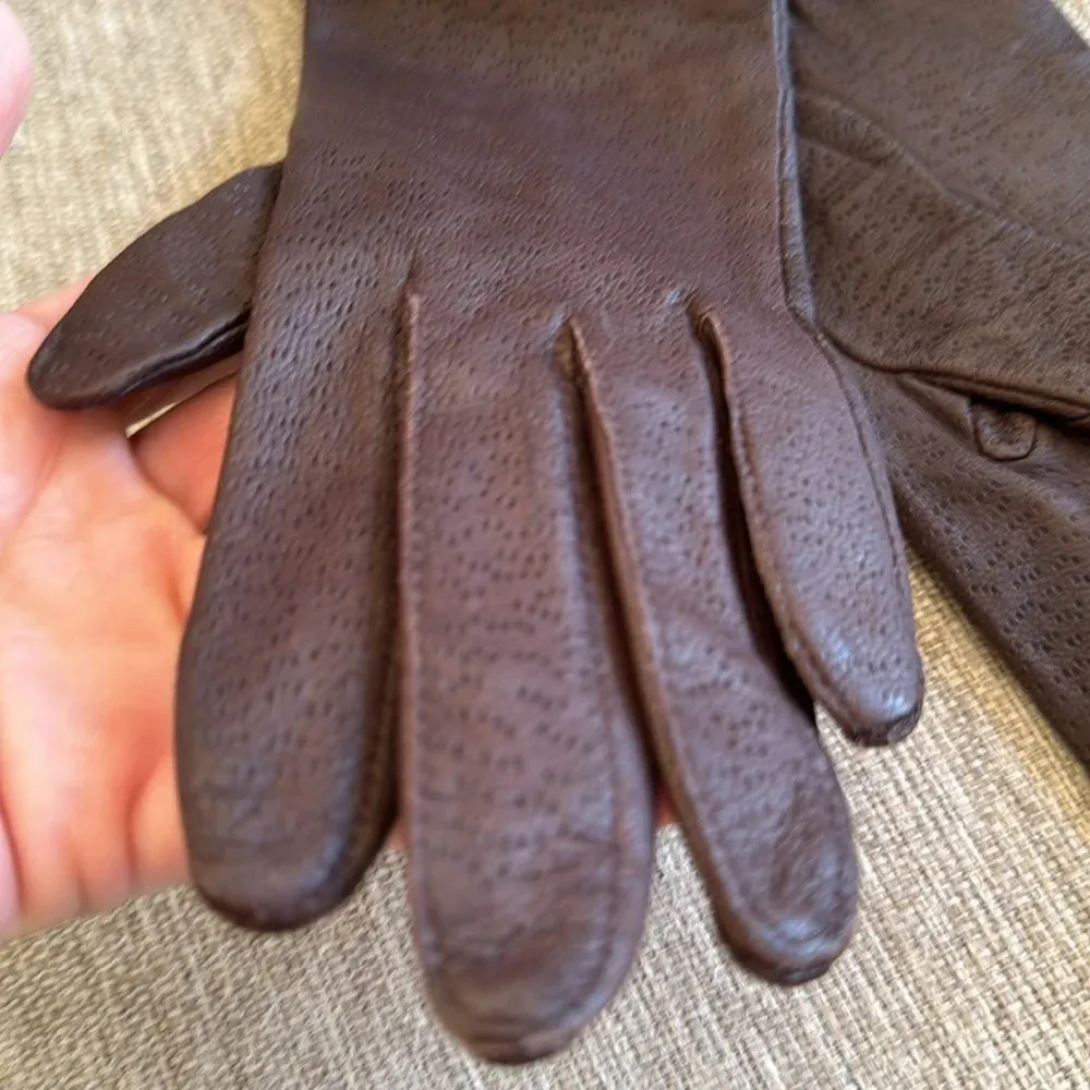 Genuine leather gloves brown size medium NWT - Image 3