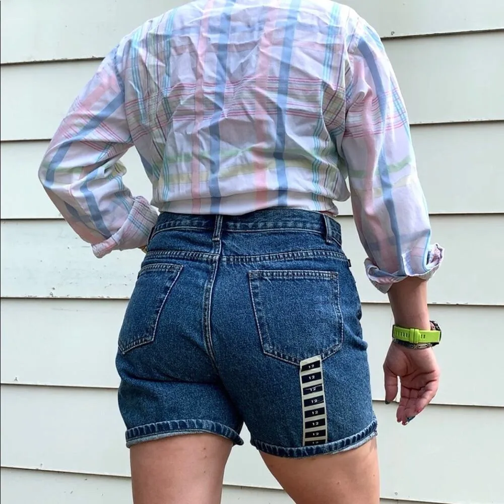 Vintage 90s high waist wedgie mom jean shorts PB Basics Size 12 NWT Blue - Image 6