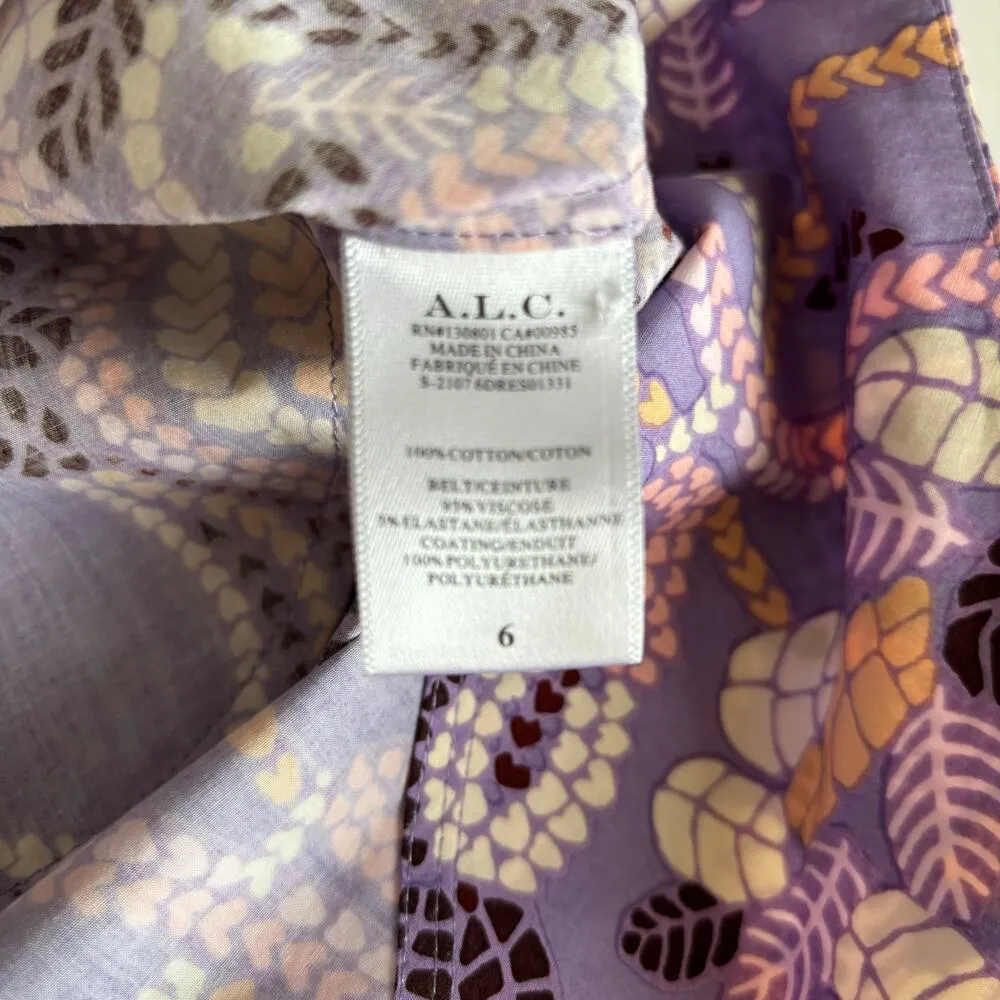 A.L.C. Rosanna Purple Paisley Print Cotton Mini Dress Women’s Size 6 - Image 6