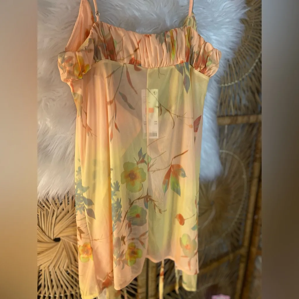 Urban Outfitters Angelic Longline Flyaway Cami Floral Sheer Tie-Front Top Fairy - Image 15