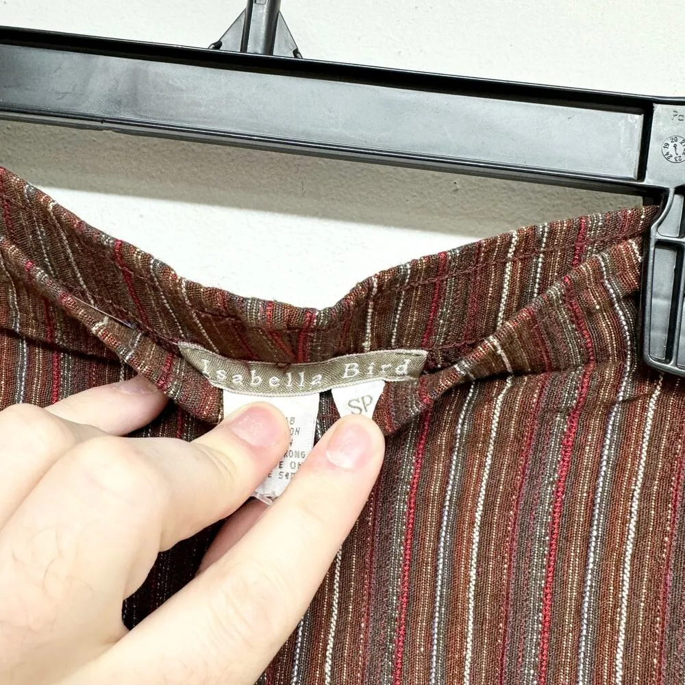 ISABELLA BIRD Women Vintage Retro Comfort Striped Brown & Red Pants Size SP - Image 2