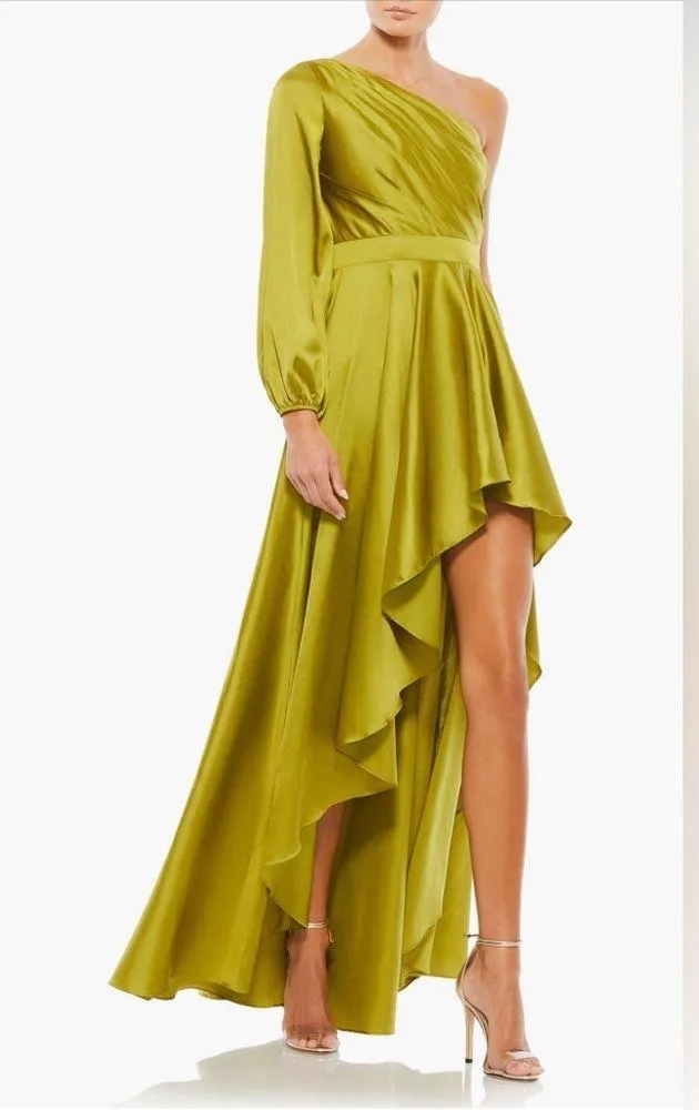 Mac Duggal Green High Low One Shoulder Flowy Gown, Size 8, $258 - Image 2
