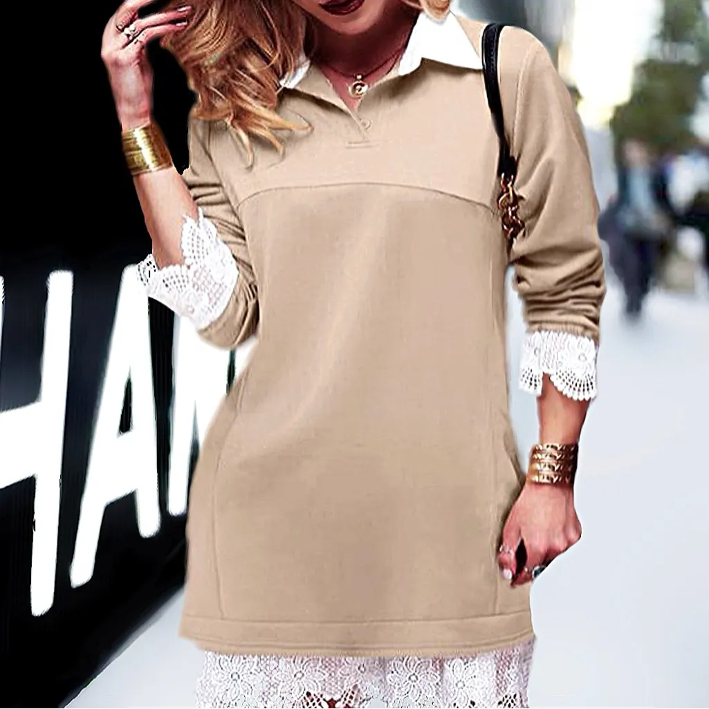 Jumper Dress With Lace Detailing White - Image 2