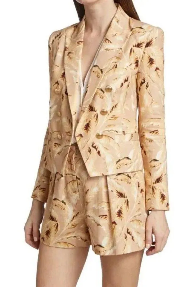 💕L'AGENCE Brooke Double Breasted Crop Blazer Honey Multi Tonal Palm Leaf 6 NWT - Image 8