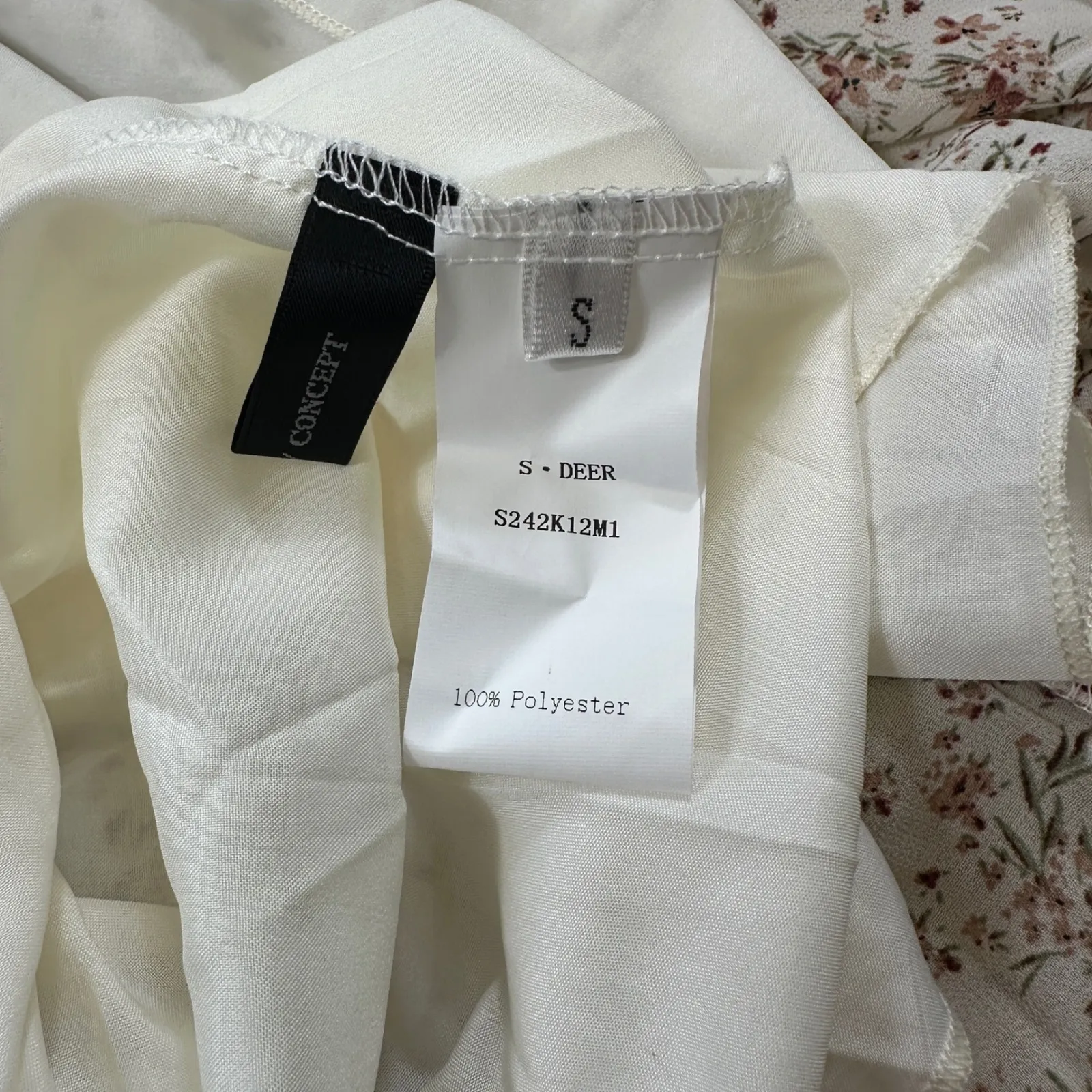 NWT S DEER Sun Dress Cream Floral Smocked Ruffle Sleeve Summer Spring S.Deer Mid Brown - Image 8