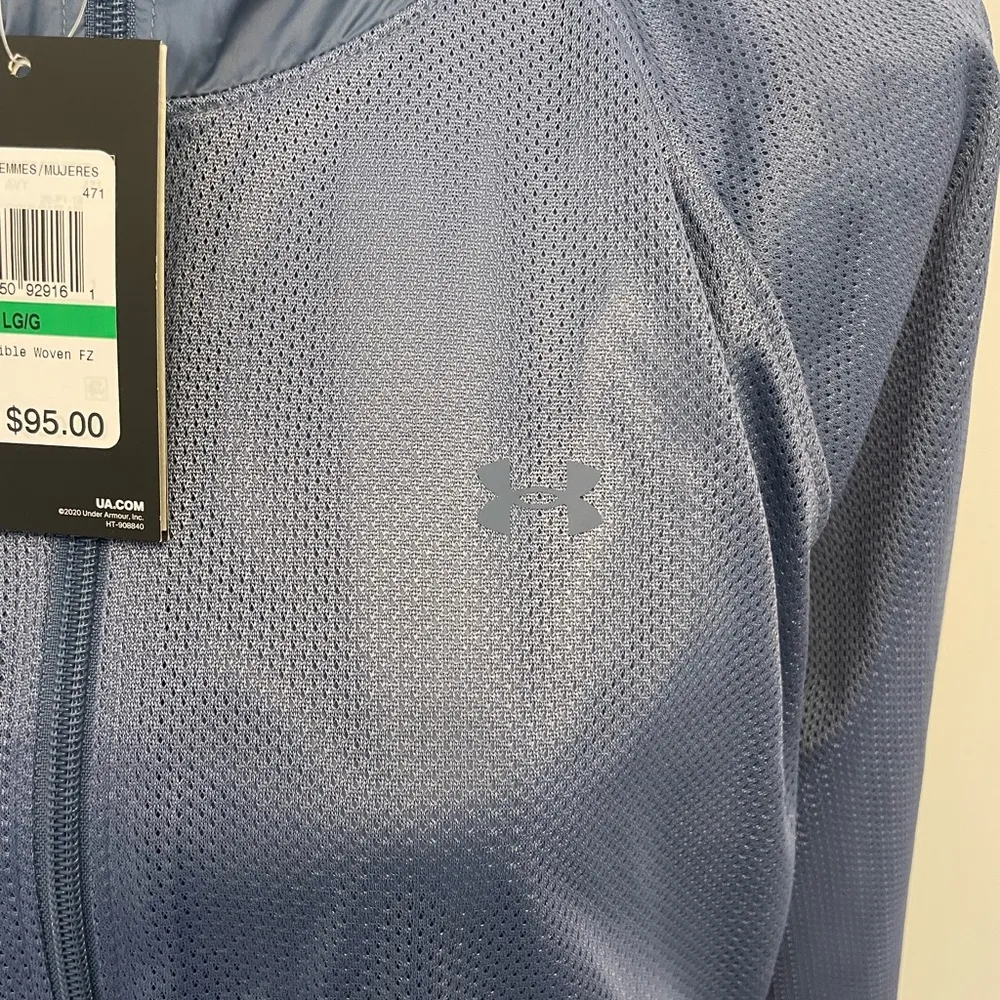 Under Armour Woven Full Zip Reversible Jacket Windbreaker Warm Up Pockets NEW - Image 9