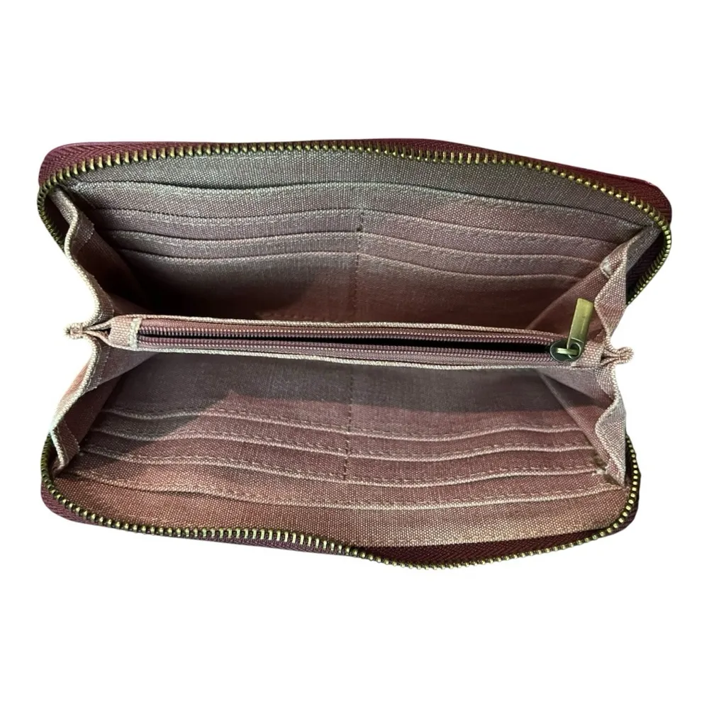 Joy Susan Chloe Purple vegan Leather Wristlet Clutch multi zip pockets wallet - Image 5