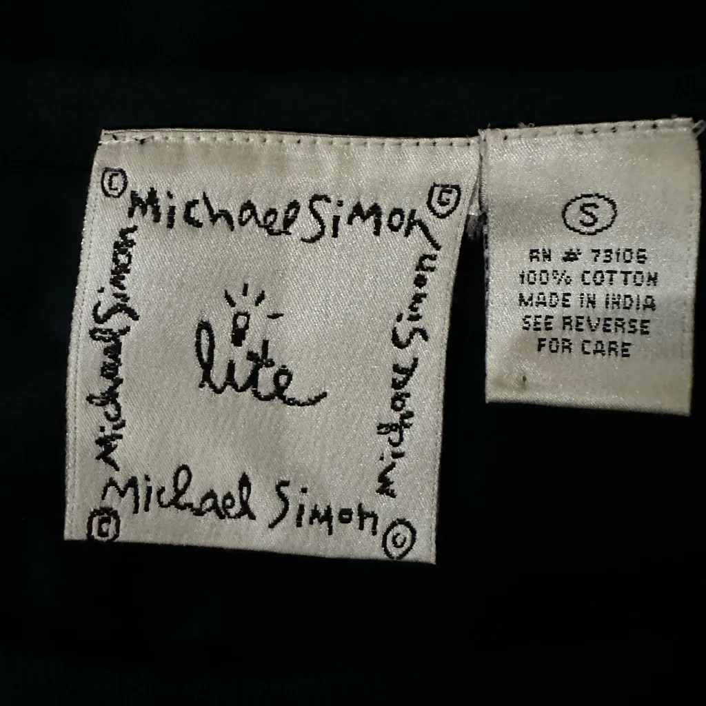 VTG Michael Simon Witch Embroidered Black Cotton Midi T - Image 6