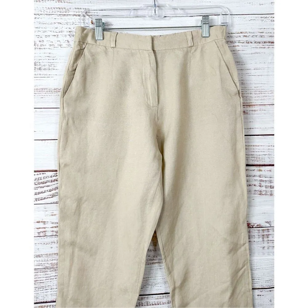 & Other Stories Paris Atelier Women's Linen Tapered Casual Pants Cream Size 6 - Image 5