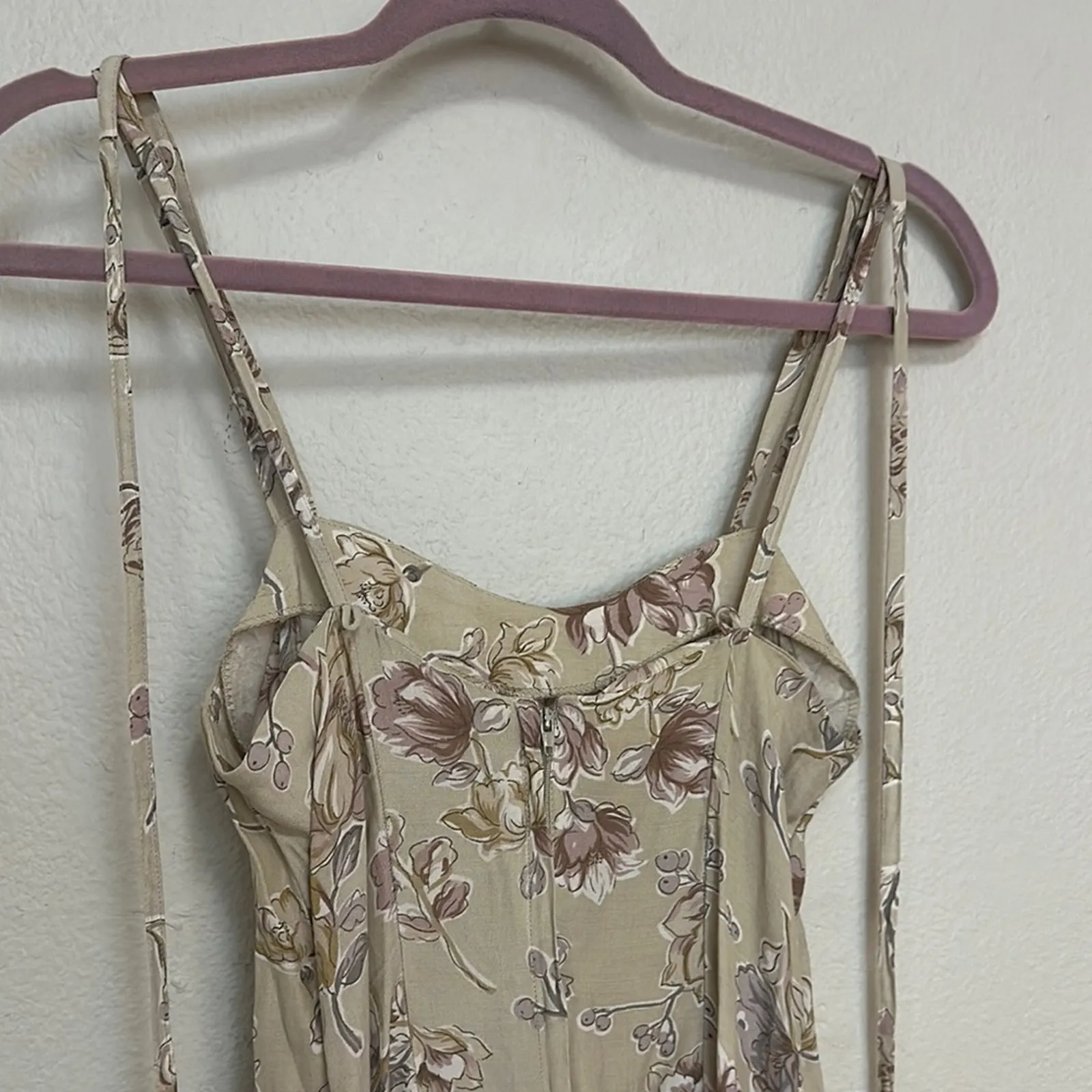 Vintage Next Left 90s Floral Beige Maxi Dress Chic Whimsygoth Fairy - Image 3
