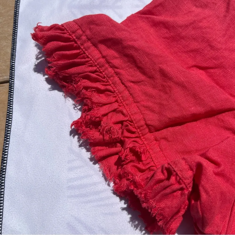 Tommy Bahama 100% Linen Pink Short Sleeve Dress w Pockets Size M Raw Hem - Image 3