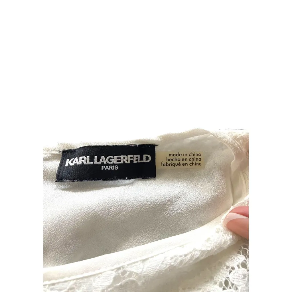 Karl Lagerfeld Lace Blouse White Size XL - Image 3