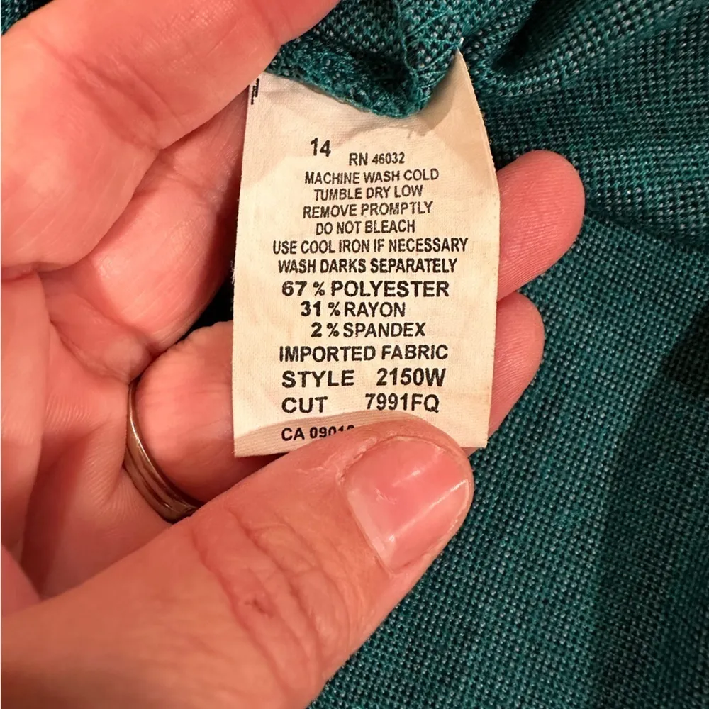 N Touch Skirt dark teal &black Herringbone Midi Knit Sz 1X Black - Image 6