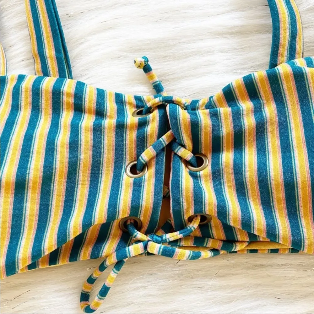 🔥O'Neill Natasha Striped Lace Front Bikini Top🔥NWT~XL - Image 5