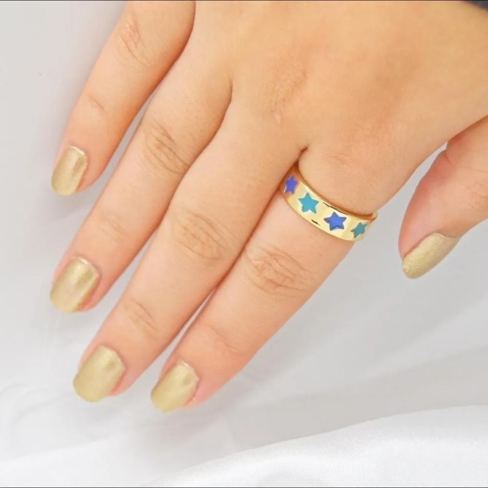 Y2K Ring with Blue Stars - Image 3