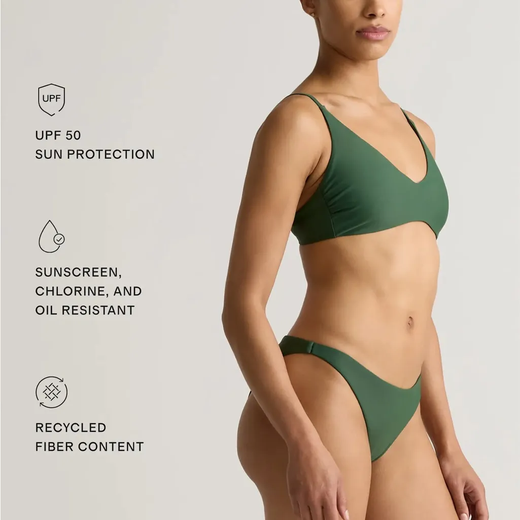 NWT Quince Olive Green Italian v-neck bikini top Sz L - Image 3