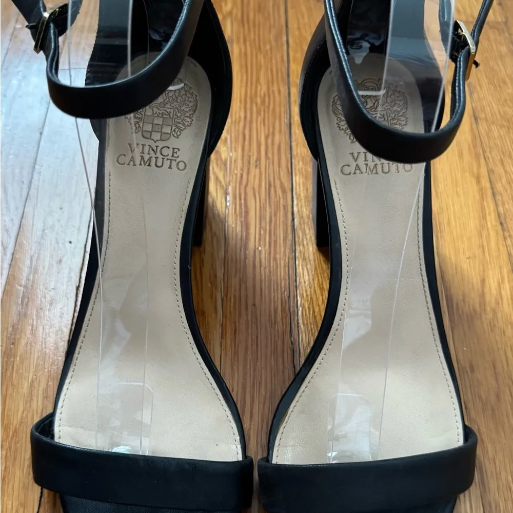 Vince Camuto Vo Beah Black block Heels with Ankle Strap sandals, size 9 open toe - Image 2